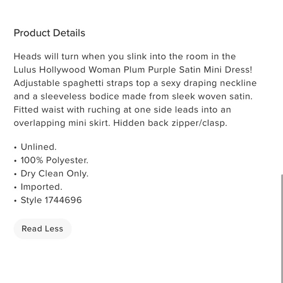 SOLD - Hollywood Plum Purple Satin Mini Dress - Picture 3 of 6